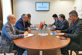 Встреча председателя БелТПП М.Мятликова с директором Агентства по обеспечению специальным имуществом при Правительстве Таджикистана С.Назирзода